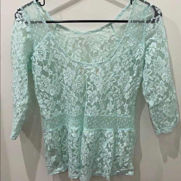 Lace light blue blouse - Picture 3 of 3